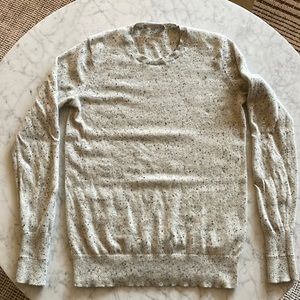 Everlane white and black Donegal cashmere sweater